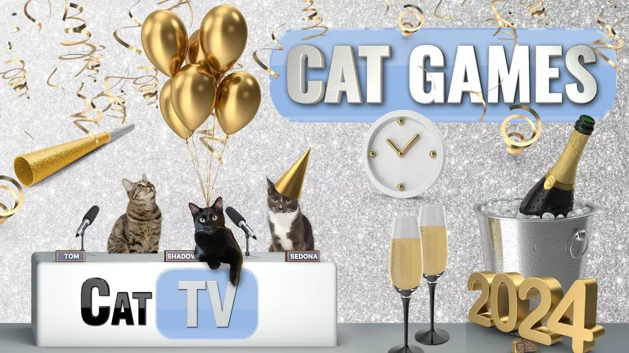 CAT Games | New Year’s Eve: Countdown to Catnip 😼 🎉🎺 📅🎉🥂🎈 | Cat TV | Videos For Cats to Watch