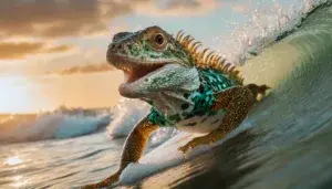 Larry-the-lizard-surfing-Australia