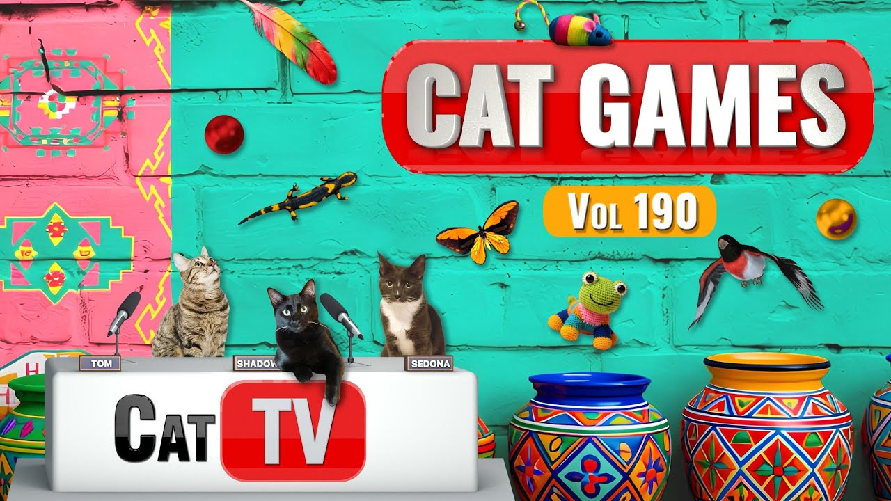 CAT Games | Ultimate Cat TV Compilation Vol 190 | 8 HOURS 🐝🐞🦋🦎🦜🐜🐭🧵